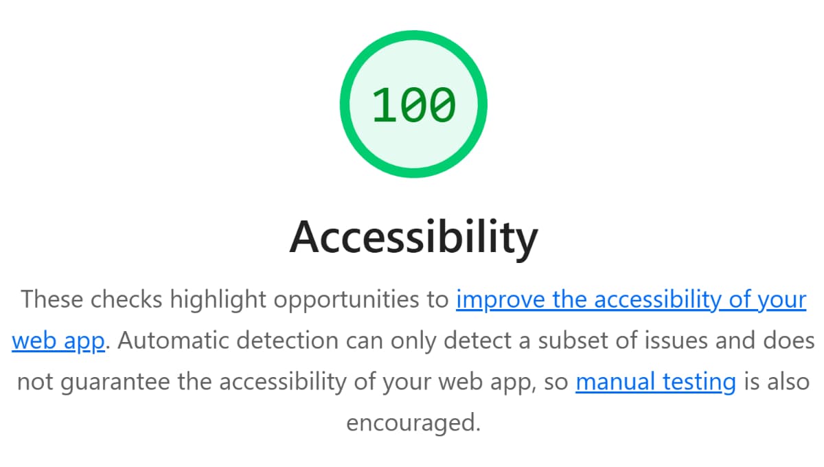 Accessibility compliance screenshot