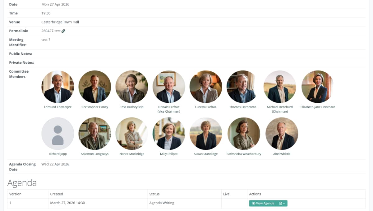 Agenda creation screenshot
