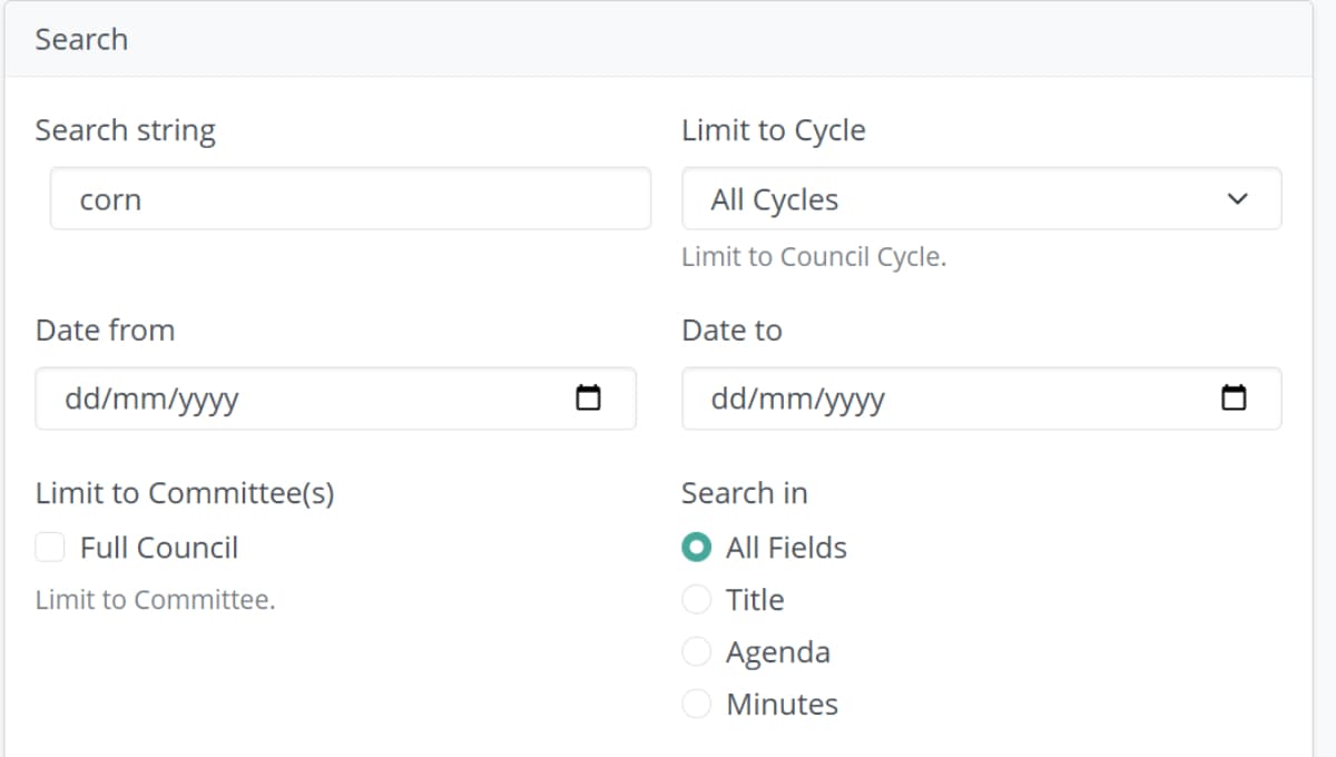 Search historical records screenshot