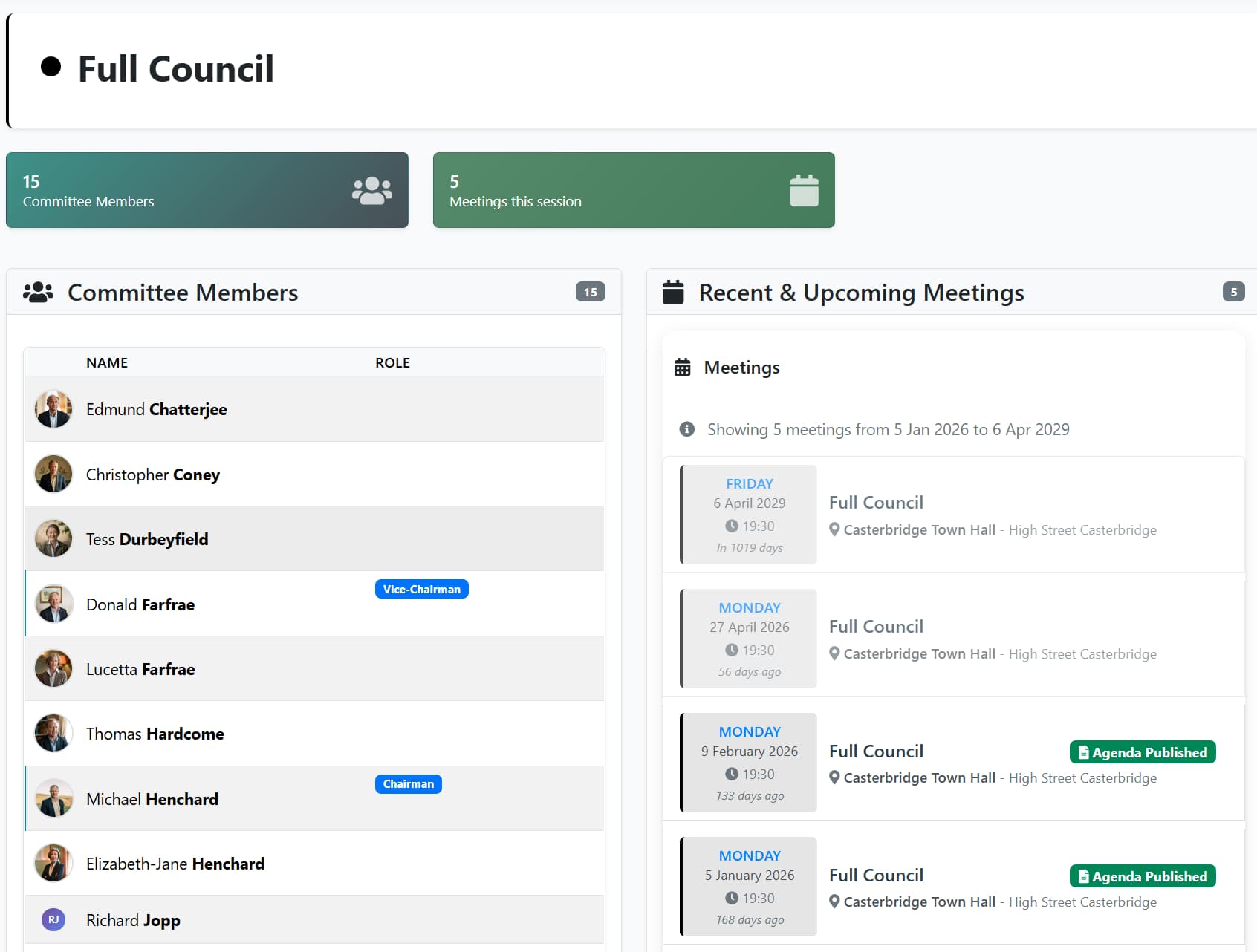 Image of example Committee Profile