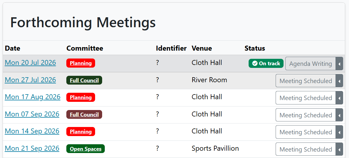 Forthcoming Meetings